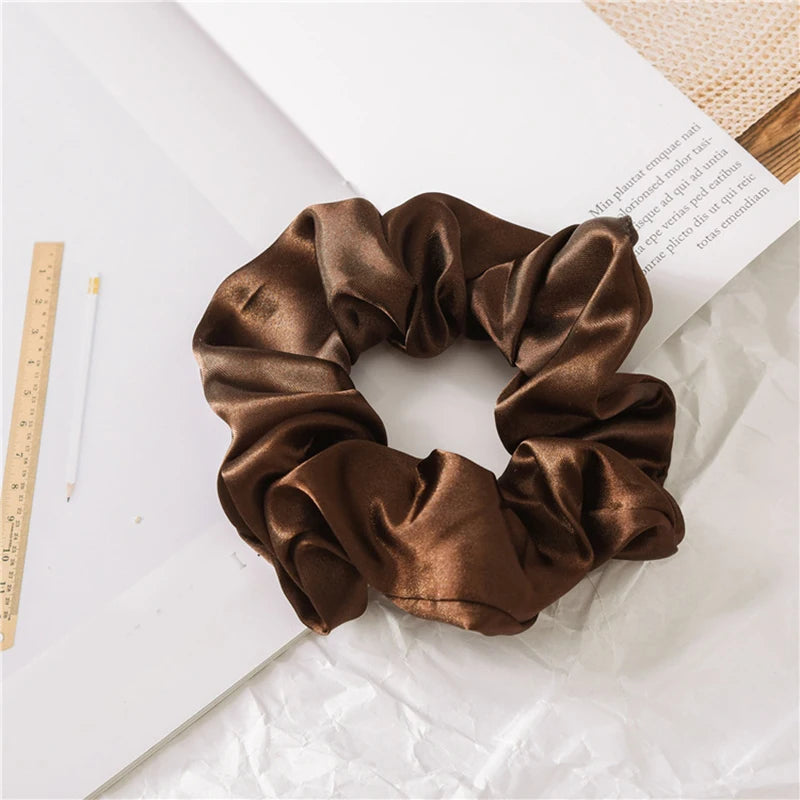 Women Silk Scrunchie Elastic Multicolor Hair Band Ponytail Holder Headband Hair Accessories 1PC Satin Silk Solid Color Hair Ties