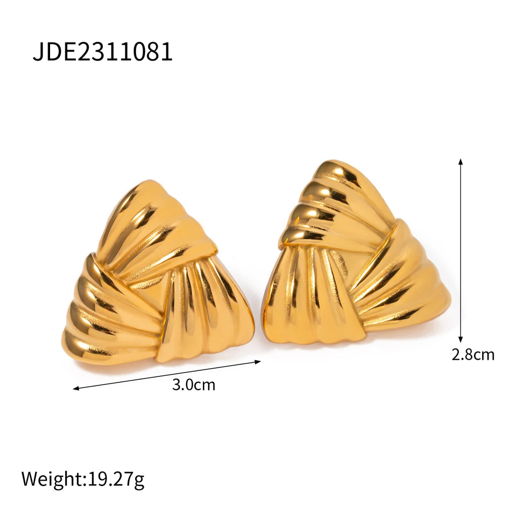 Uworld Geometric Texture Triangle Metal Earrings Stainless Steel High Quality Waterproof Fashion Trendy Ladies Valentine Gift