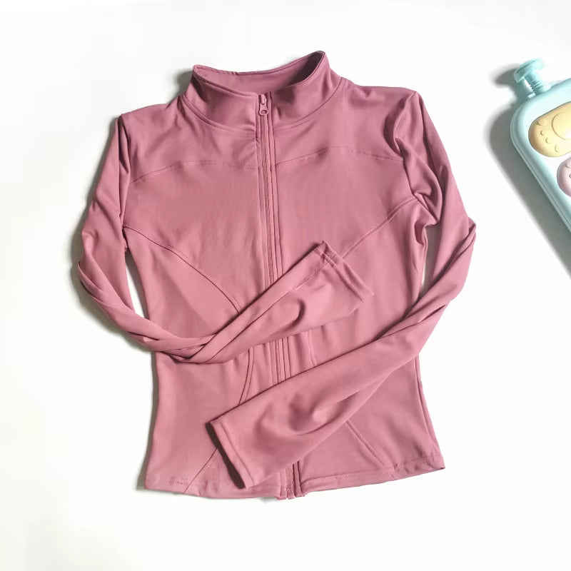 SUOTF Long Sleeve Yoga Shirt Women Zip Fitness Yoga Shirt Winter Warm Gym Top Activewear Running Coats Yoga Shirt Woman