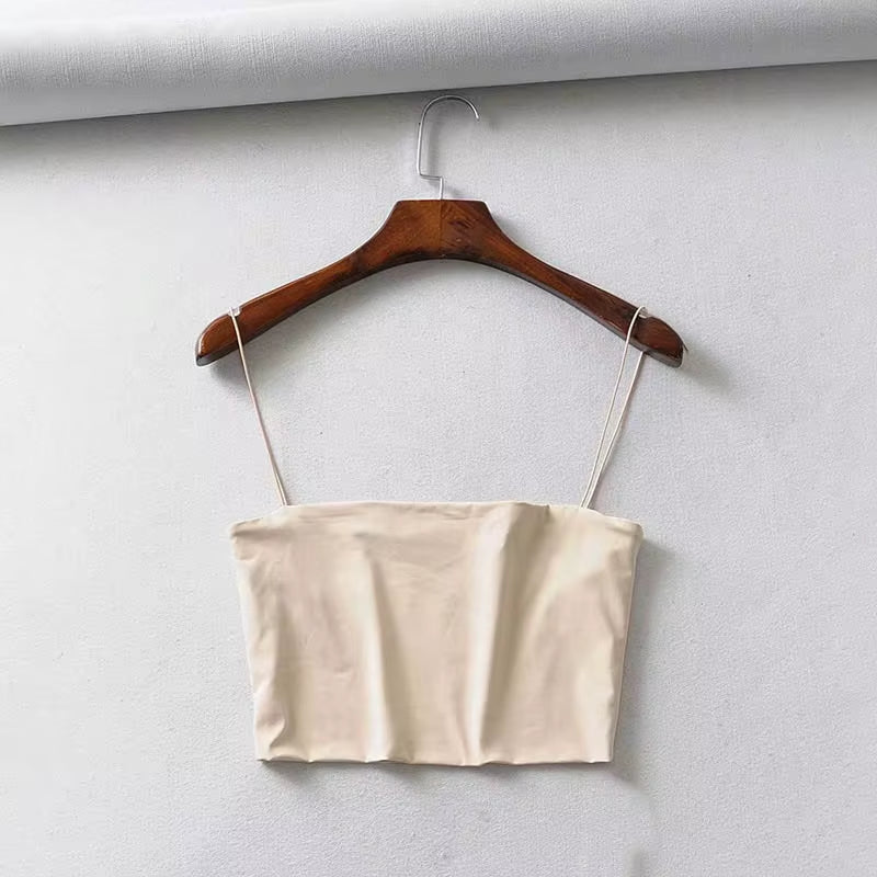 2022 Summer Women'S Crop Top Sexy Elastic Cotton Camis Sleeveless Short Tank Top Bar