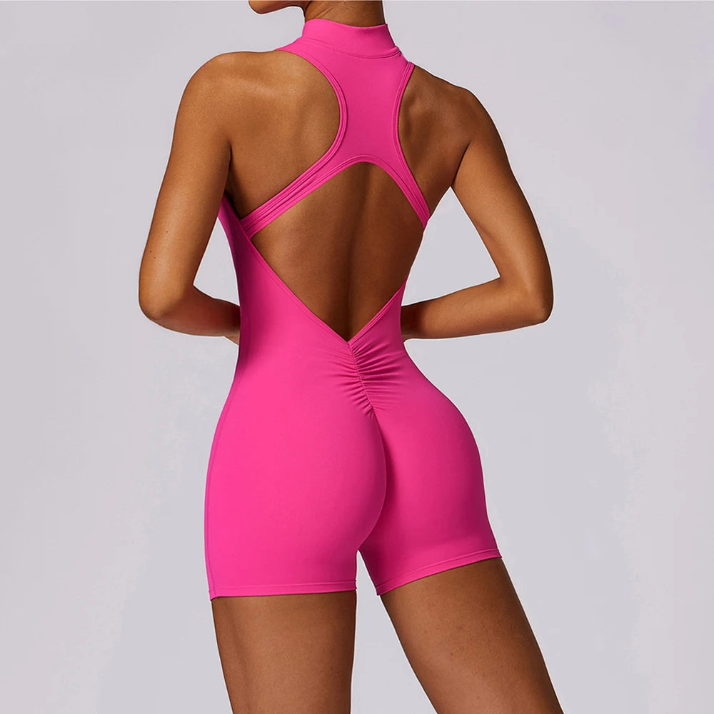 New Dance Women'S Workout Tracksuit Sportswear Yoga Set Fitness Bodysuit Sexy Gym Clothes Yoga Suit Zipper Jumpsuit