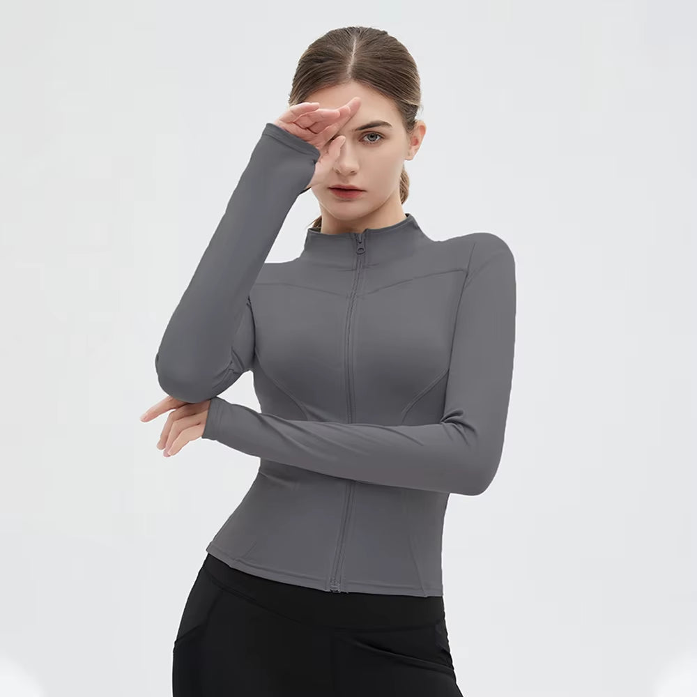 SUOTF Long Sleeve Yoga Shirt Women Zip Fitness Yoga Shirt Winter Warm Gym Top Activewear Running Coats Yoga Shirt Woman