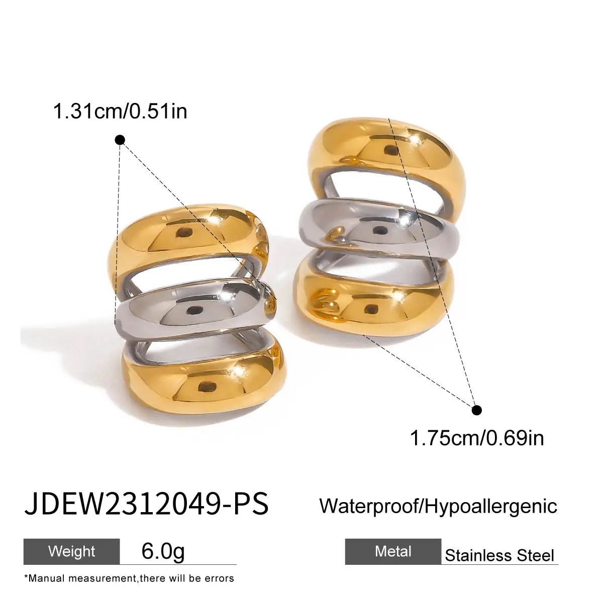Uworld Stainless Steel Geometric Stud Earrings Statement Twist Metal Unusual Fashion Waterproof Jewelry for Women Gift New