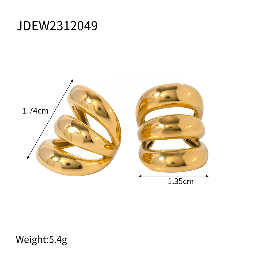 Uworld Stainless Steel Geometric Stud Earrings Statement Twist Metal Unusual Fashion Waterproof Jewelry for Women Gift New