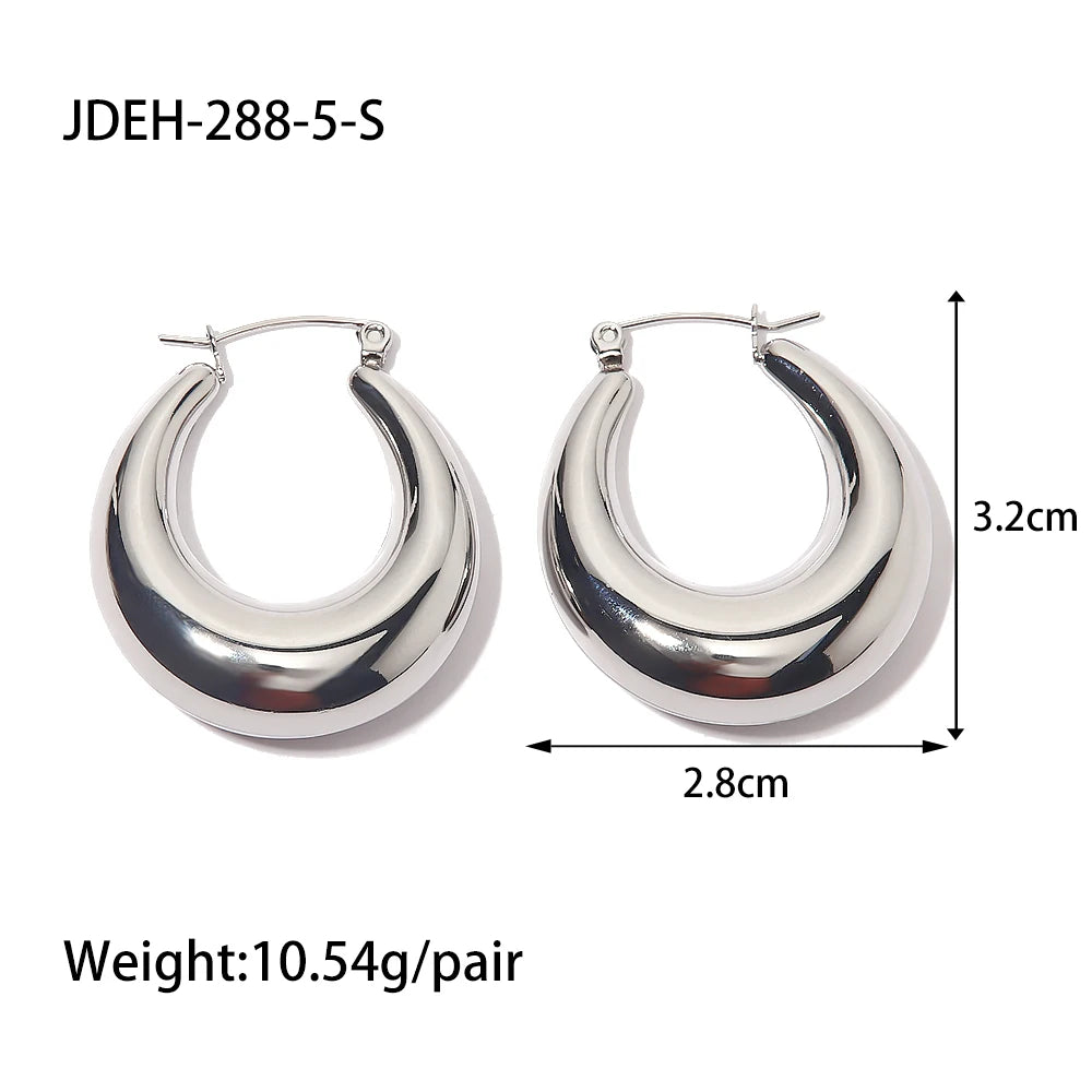 Uworld Statement Stainless Steel Geometric Hoop Earrings Jewelry for Women Trendy Metal Texture 18 K Earrings Golden Accessories