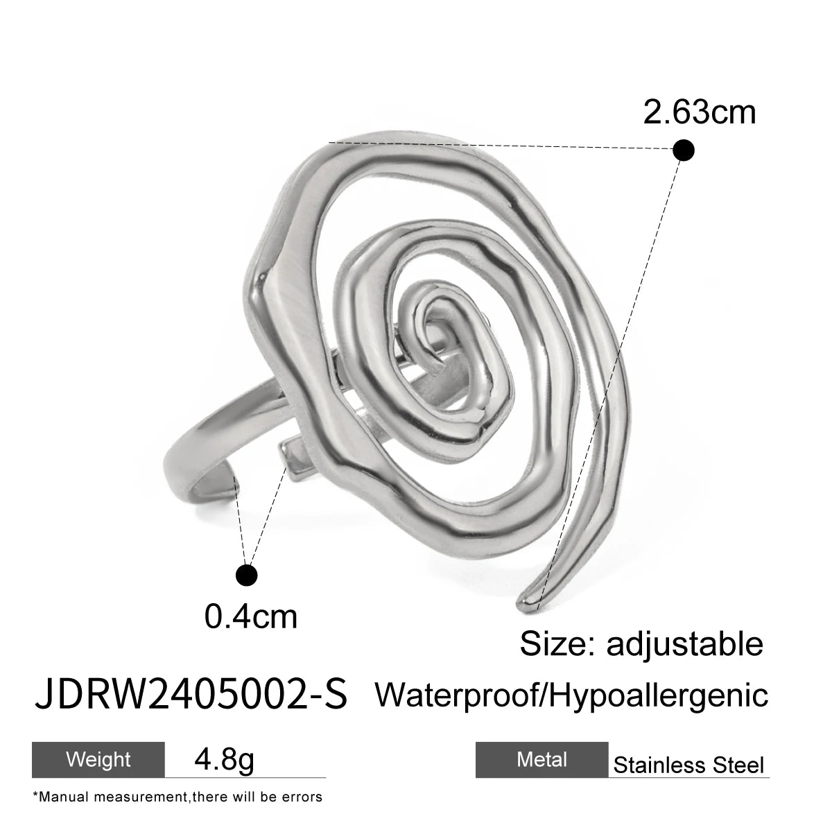 Uworld Minimalist Opening Ring for Women Stainless Steel Jewelry 18 K Metal Trendy Кольцо Женское Party Gift Waterproof
