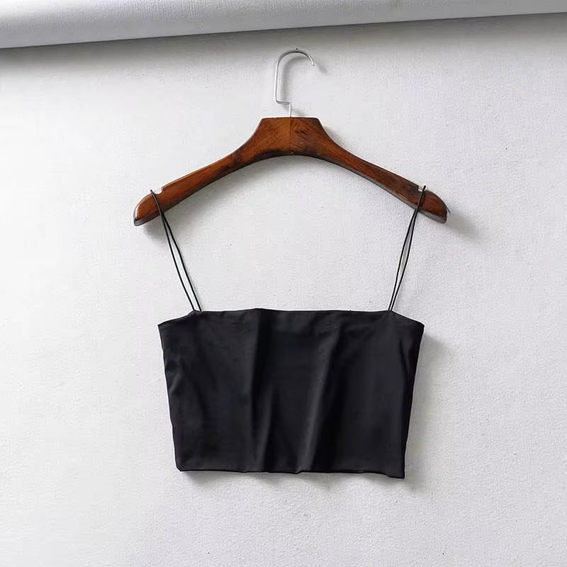 2022 Summer Women'S Crop Top Sexy Elastic Cotton Camis Sleeveless Short Tank Top Bar