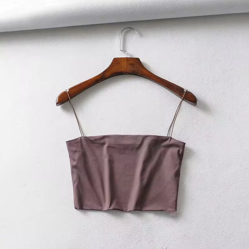 2022 Summer Women'S Crop Top Sexy Elastic Cotton Camis Sleeveless Short Tank Top Bar