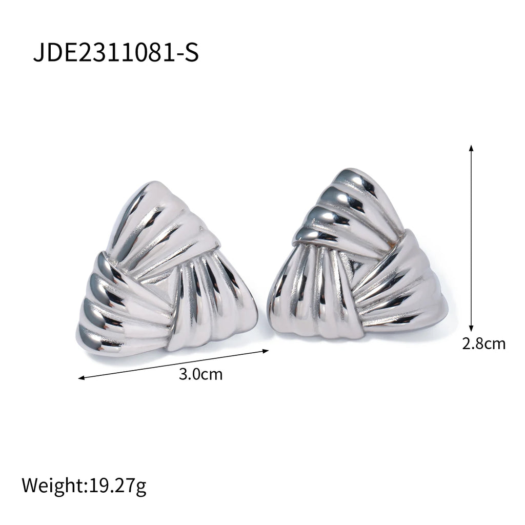 Uworld Geometric Texture Triangle Metal Earrings Stainless Steel High Quality Waterproof Fashion Trendy Ladies Valentine Gift