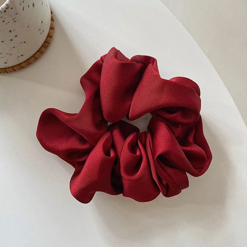 Women Silk Scrunchie Elastic Multicolor Hair Band Ponytail Holder Headband Hair Accessories 1PC Satin Silk Solid Color Hair Ties