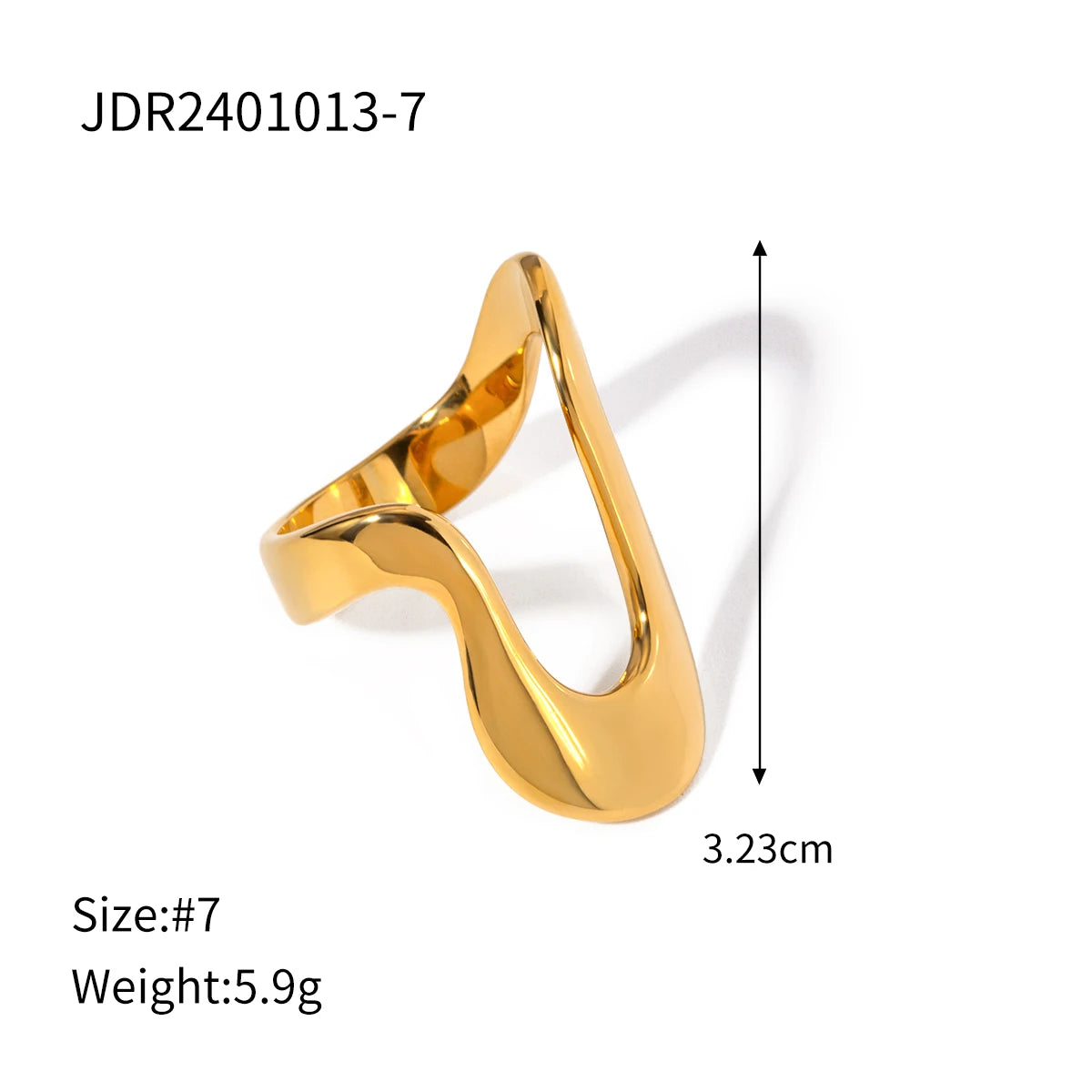 Rust Proof Stainless Steel Big Personal Ring Stylish Creative Minimalist Metal Statement Waterproof Jewelry for Women