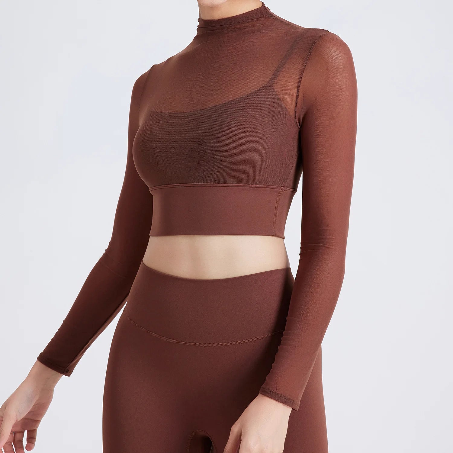 Women Padded Yoga Shirts Long Sleeve Yoga Crop Tops Running Shirts Gym Shirt Workout Gym Top Sports Sexy Mesh Yoga Shirt