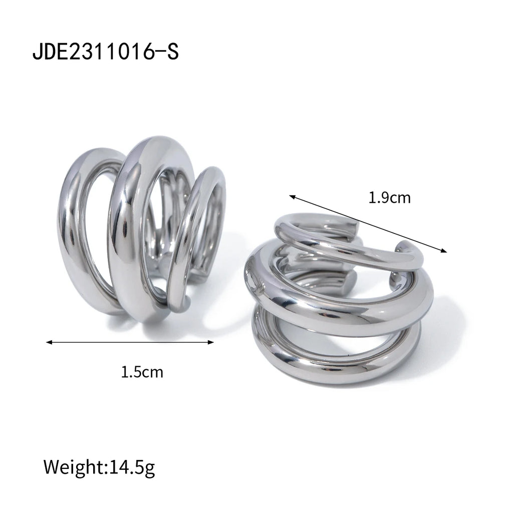 Uworld Stainless Steel Geometric Stud Earrings Statement Twist Metal Unusual Fashion Waterproof Jewelry for Women Gift New