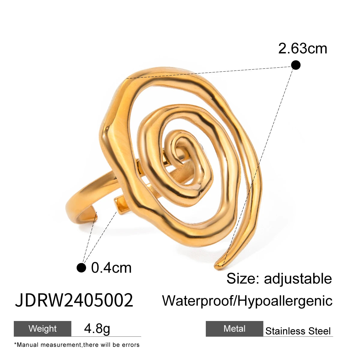 Uworld Minimalist Opening Ring for Women Stainless Steel Jewelry 18 K Metal Trendy Кольцо Женское Party Gift Waterproof