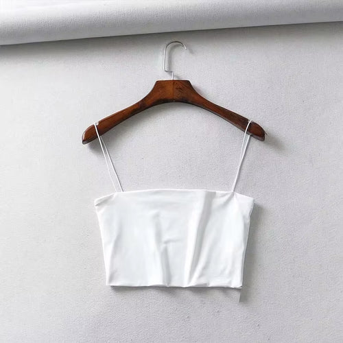 2022 Summer Women'S Crop Top Sexy Elastic Cotton Camis Sleeveless Short Tank Top Bar