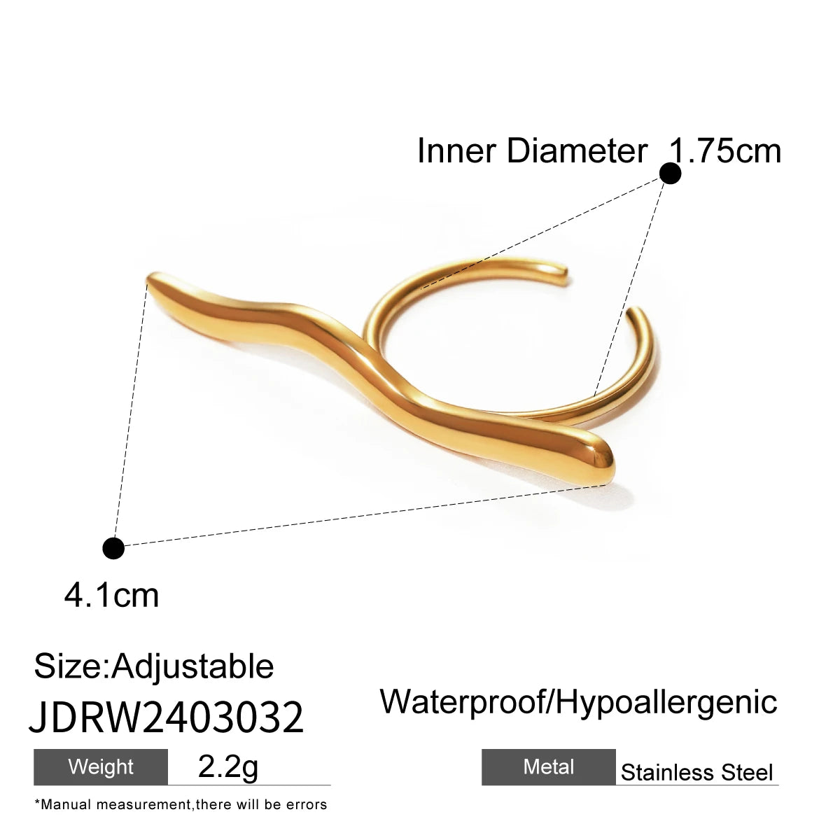 Uworld Personality Stainless Steel Minimalist Classy Ring 18K Gold Color Waterproof Stylish Unique Finger Jewelry for Women