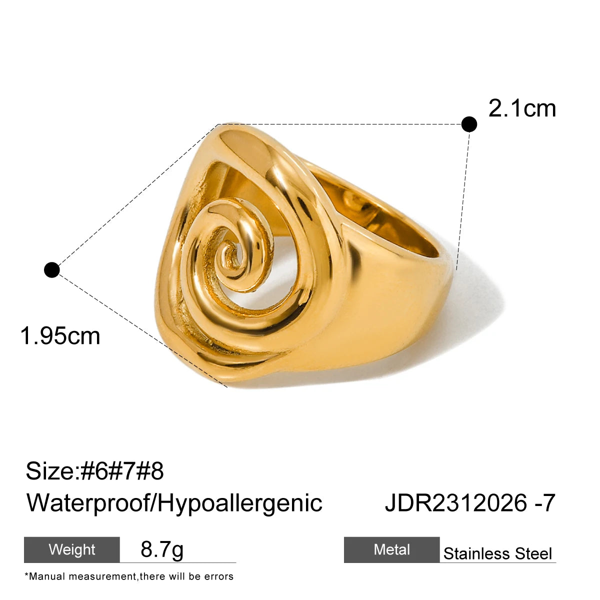 Uworld Minimalist Opening Ring for Women Stainless Steel Jewelry 18 K Metal Trendy Кольцо Женское Party Gift Waterproof