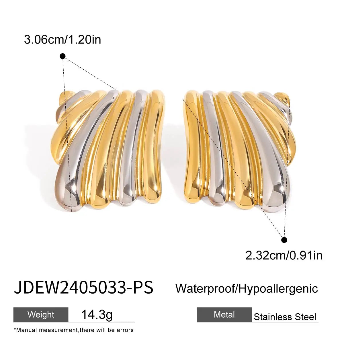 Uworld Statement Stainless Steel Sunnie Earrings Striking Ribbed Handcrafted Rust Proof Popular Versatile Daily Jewelry for Wome