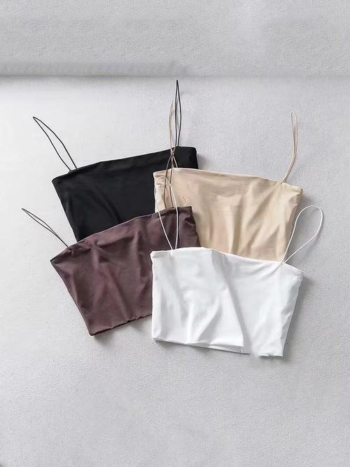 2022 Summer Women'S Crop Top Sexy Elastic Cotton Camis Sleeveless Short Tank Top Bar