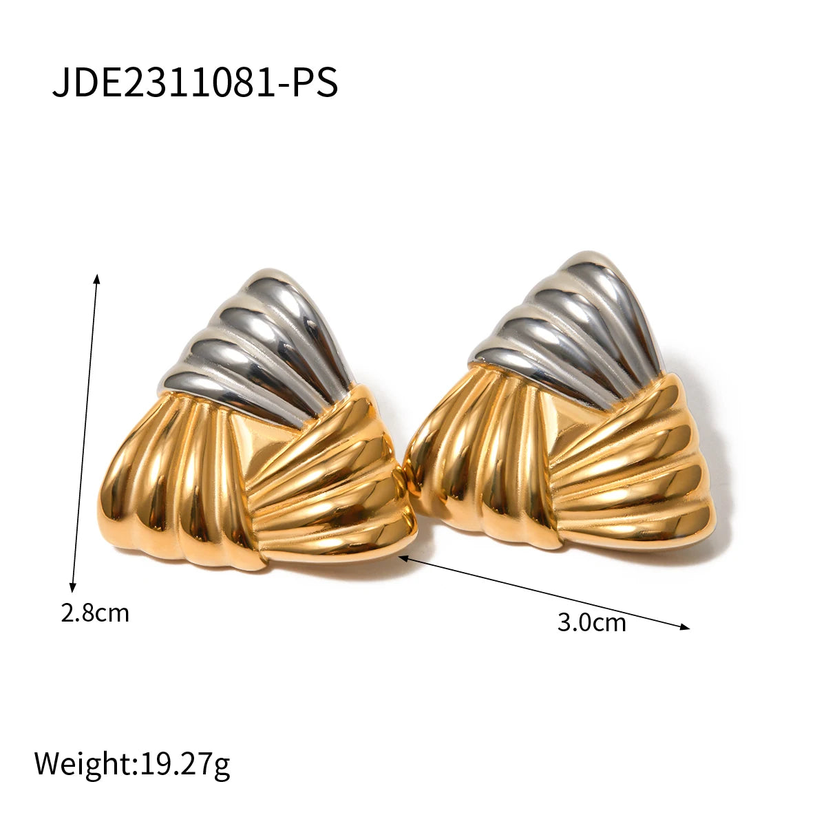 Uworld Geometric Texture Triangle Metal Earrings Stainless Steel High Quality Waterproof Fashion Trendy Ladies Valentine Gift