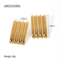Uworld Vintage Inspired Design Chunky 18K Gold Plated Stainless Steel Rectangular Ribbed Earring Simple Statement Jewelry Girls