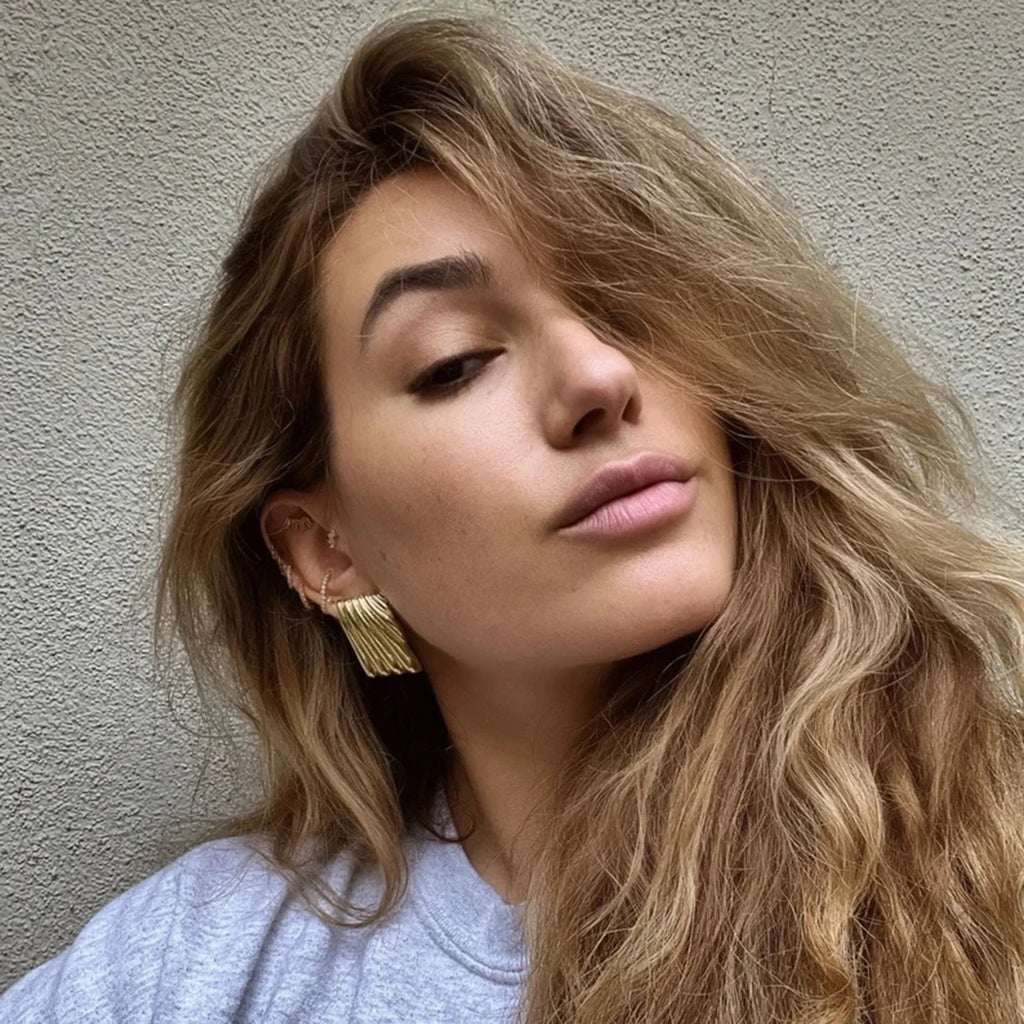 Uworld Statement Stainless Steel Sunnie Earrings Striking Ribbed Handcrafted Rust Proof Popular Versatile Daily Jewelry for Wome