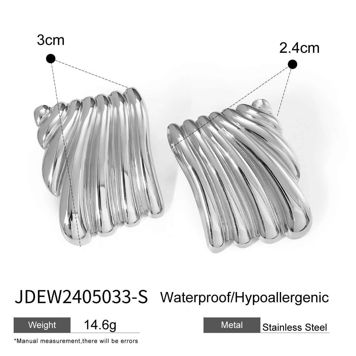 Uworld Statement Stainless Steel Sunnie Earrings Striking Ribbed Handcrafted Rust Proof Popular Versatile Daily Jewelry for Wome
