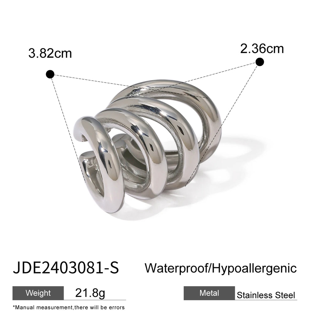 Uworld Stainless Steel Geometric Stud Earrings Statement Twist Metal Unusual Fashion Waterproof Jewelry for Women Gift New