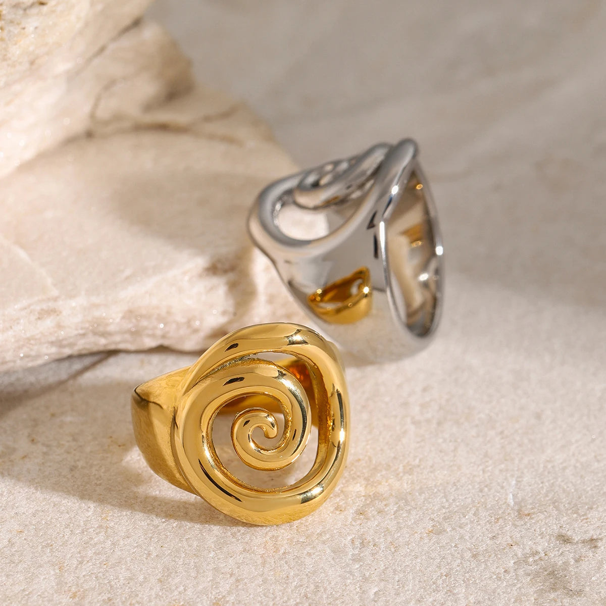 Uworld Minimalist Opening Ring for Women Stainless Steel Jewelry 18 K Metal Trendy Кольцо Женское Party Gift Waterproof