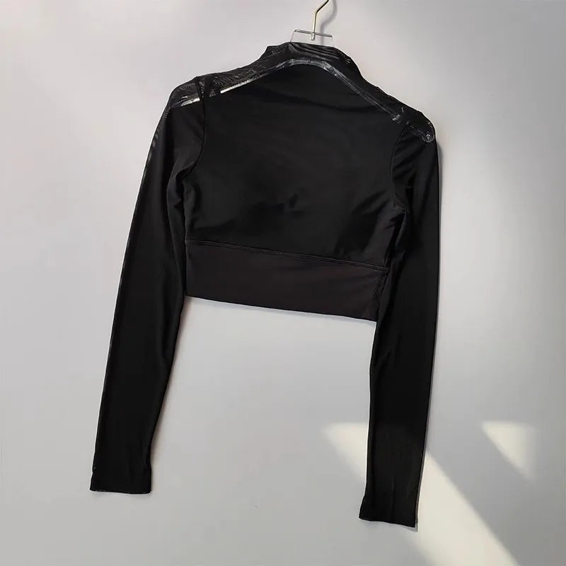Women Padded Yoga Shirts Long Sleeve Yoga Crop Tops Running Shirts Gym Shirt Workout Gym Top Sports Sexy Mesh Yoga Shirt