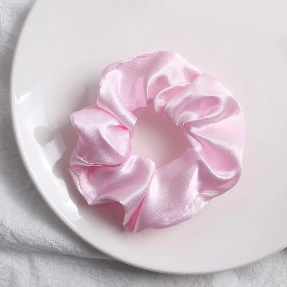 Women Silk Scrunchie Elastic Multicolor Hair Band Ponytail Holder Headband Hair Accessories 1PC Satin Silk Solid Color Hair Ties