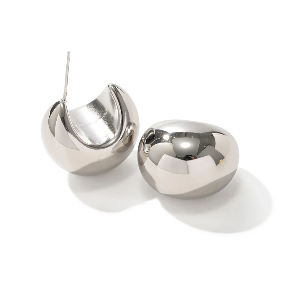 Uworld Stainless Steel Chunky Stud Earrings for Women Statement Metal Texture Golden Geometric Boucle D’Oreille Acier Inoxydabl