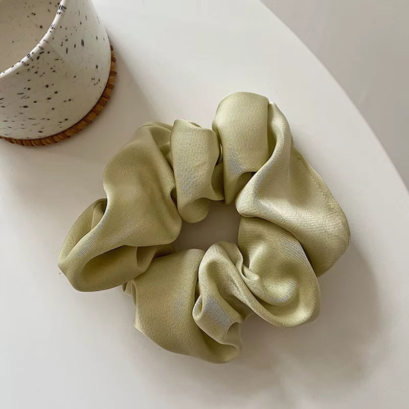 Women Silk Scrunchie Elastic Multicolor Hair Band Ponytail Holder Headband Hair Accessories 1PC Satin Silk Solid Color Hair Ties